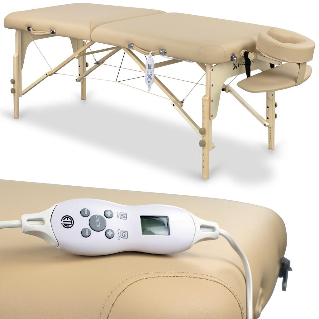 Transportabel massagebriks Therma Top i beige med opvarmet liggeflade